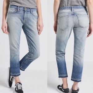 Current/Elliott | Straight Leg Distressed Ombre Released Raw Hem Cropped Jeans